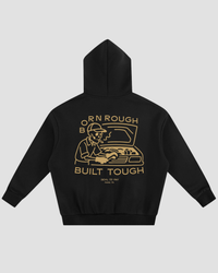 011 - Sweat à capuche court en polaire - Noir