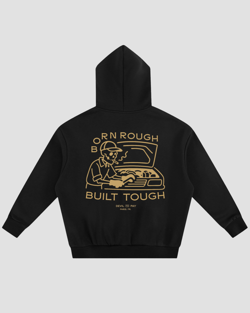 011 - Sweat à capuche court en polaire - Noir