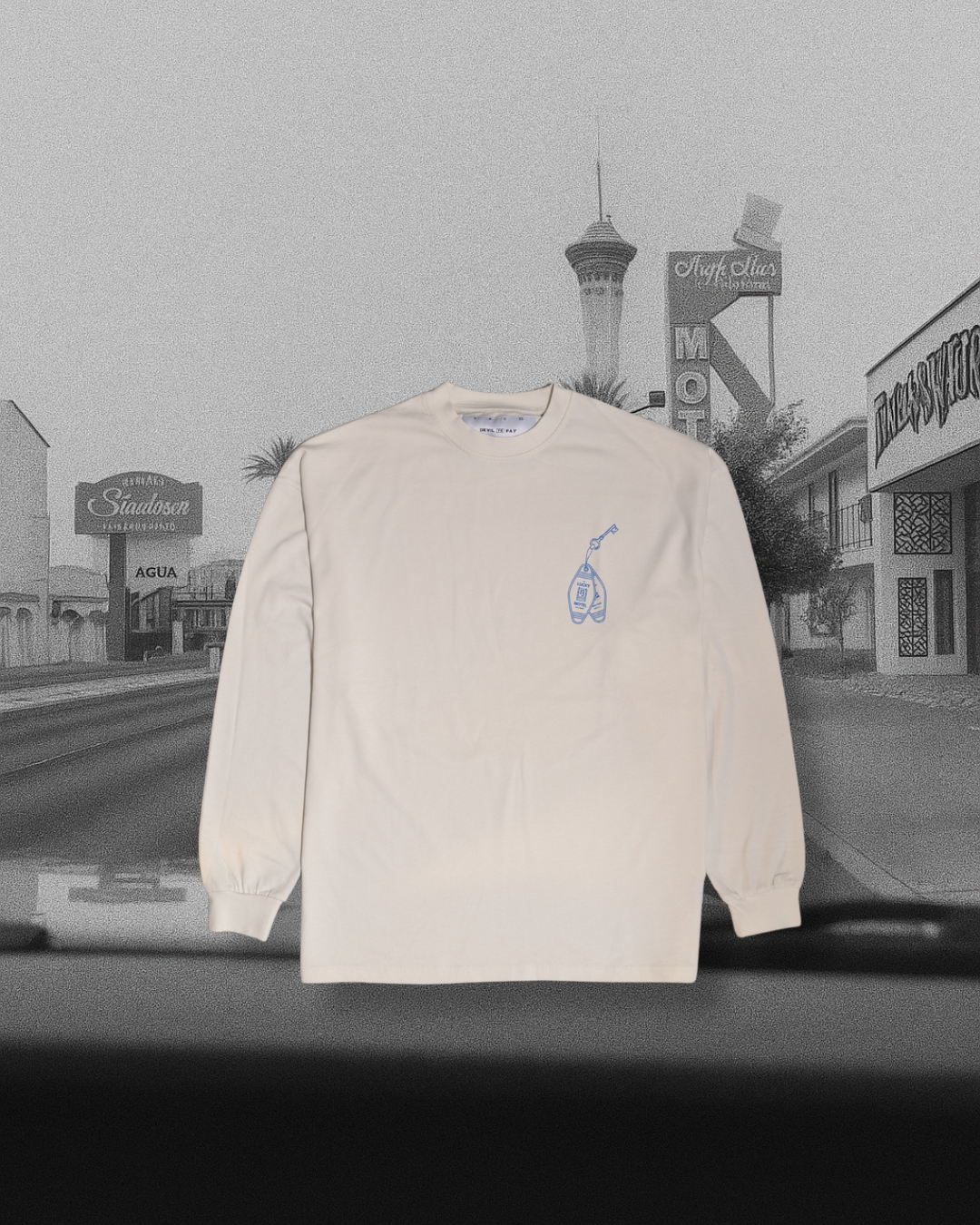 Manches longues oversize Lucky 13 - Blanc vintage 