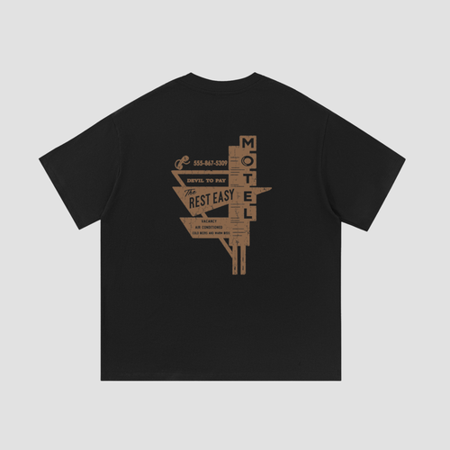 'Rest Easy Motel' T-Shirt - Black
