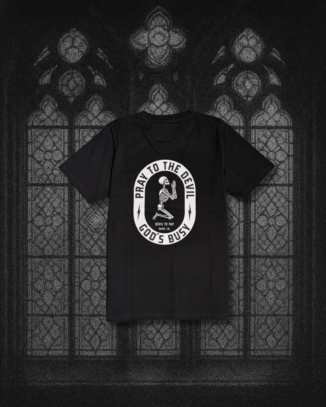 T-shirt « Priez le diable » - Noir.