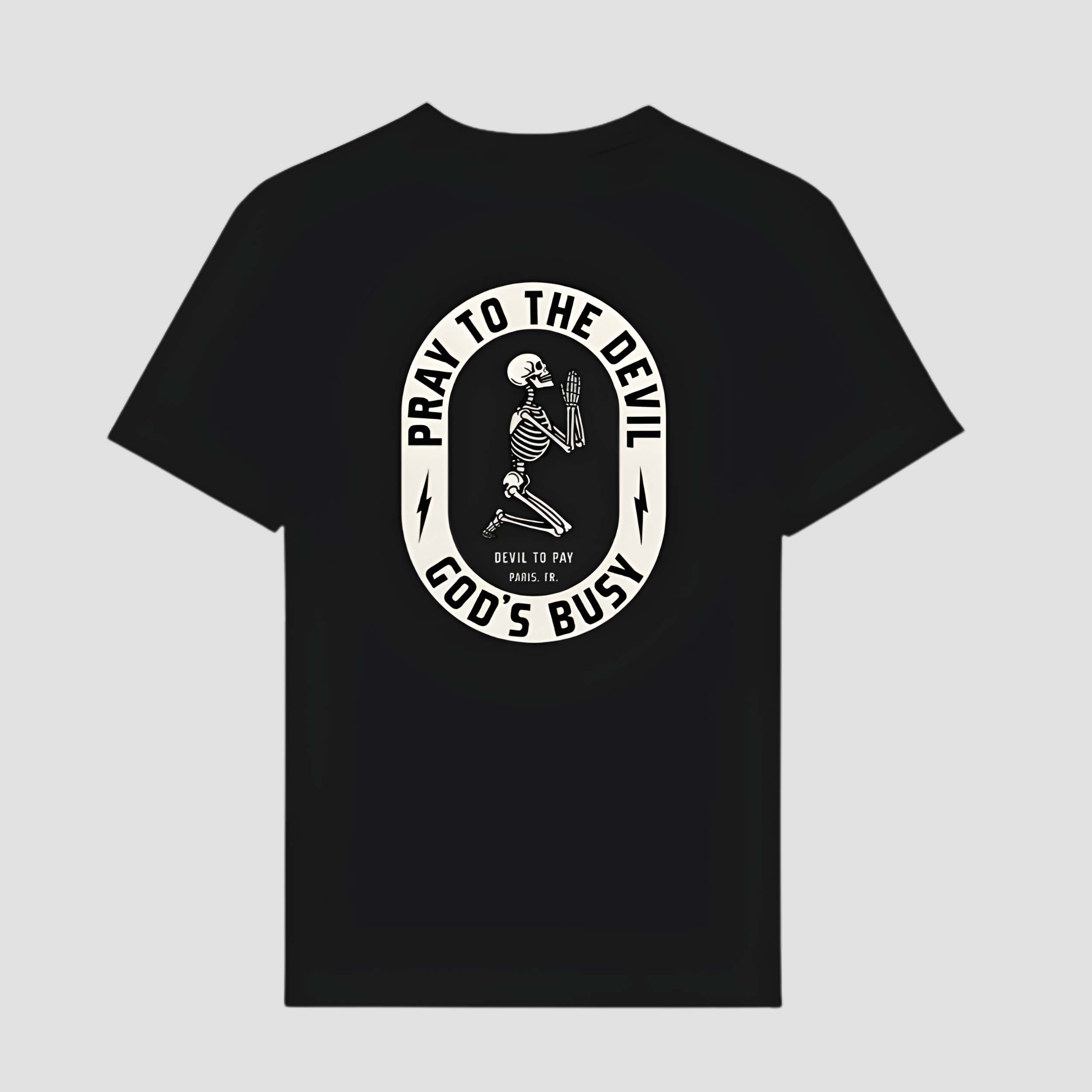 T-shirt « Priez le diable » - Noir.