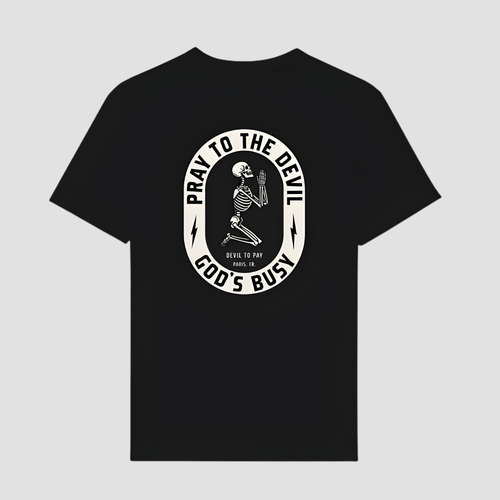 T-shirt « Priez le diable » - Noir.