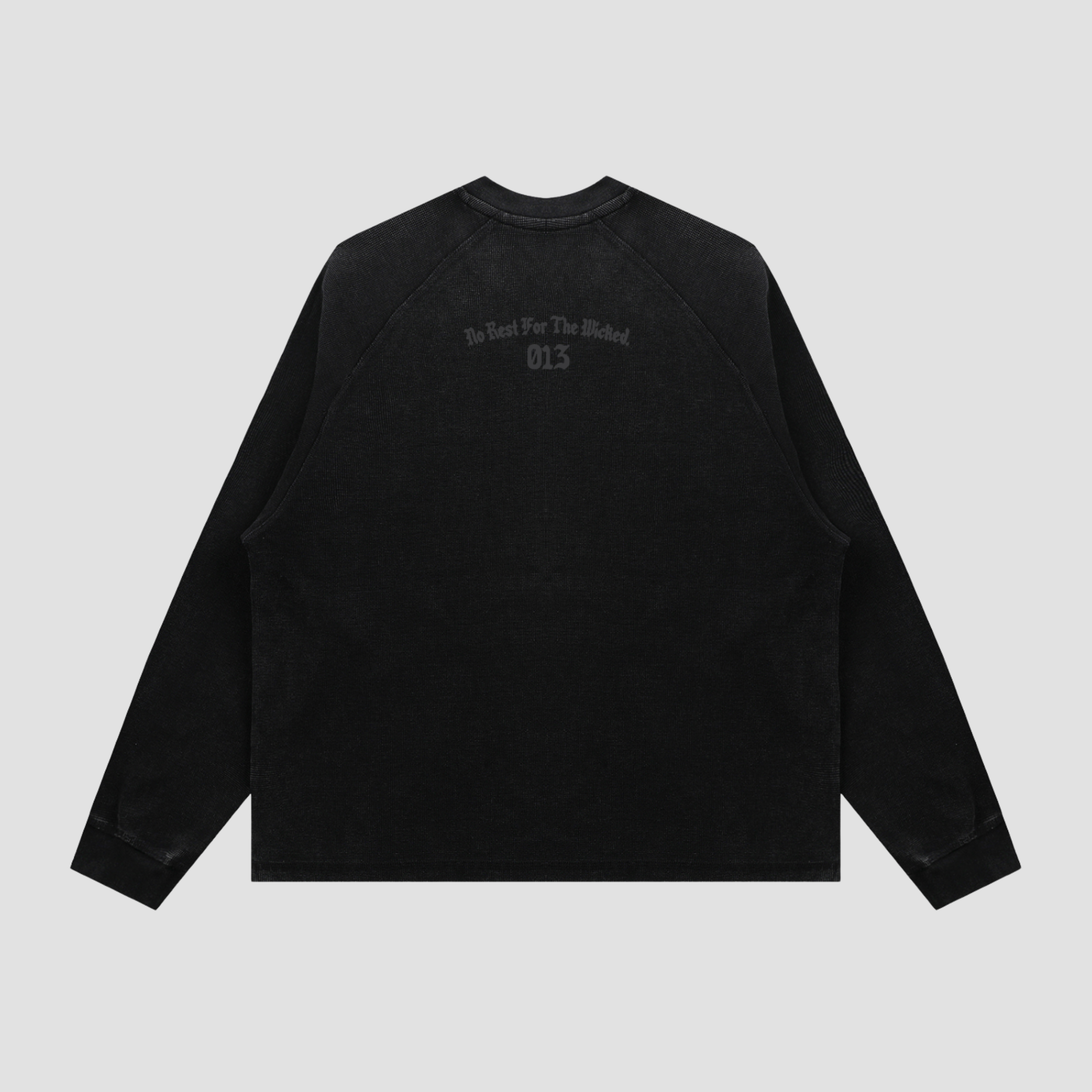 '013' Waffle Longsleeve T-Shirt - Vintage Black