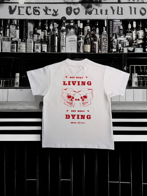 T-shirt « Get Busy Living » - Blanc